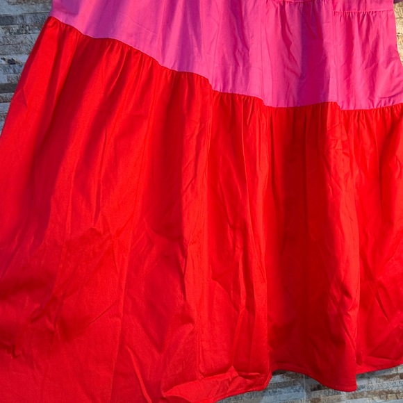 London Times Pink and Red Midi Dress - Picture 5 of 6